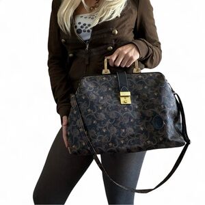 Paisley Black and Brown Patterned Vintage Doctor Style Shoulder Bag